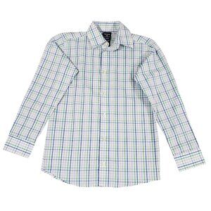 IZOD Boys Long SleevevBlue & Green Plaid Button Down Shirt 10 Regular